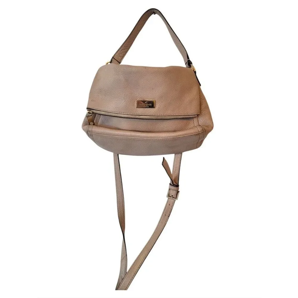 kate spade Leather Crossbody Bag in Nude Tan with Gold Hardware